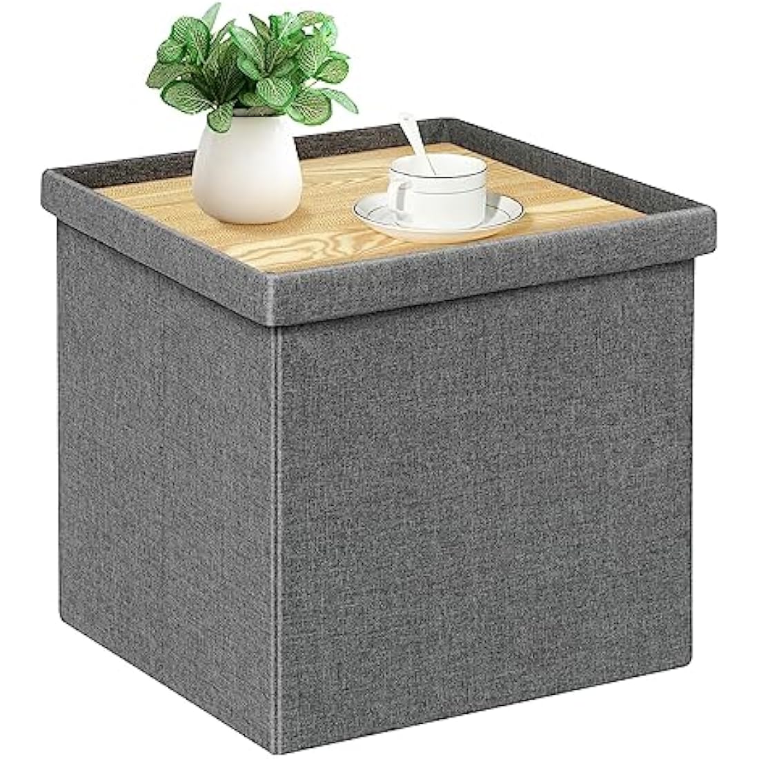 Grey Storage Ottoman – Foldable Toy Box & Coffee Table