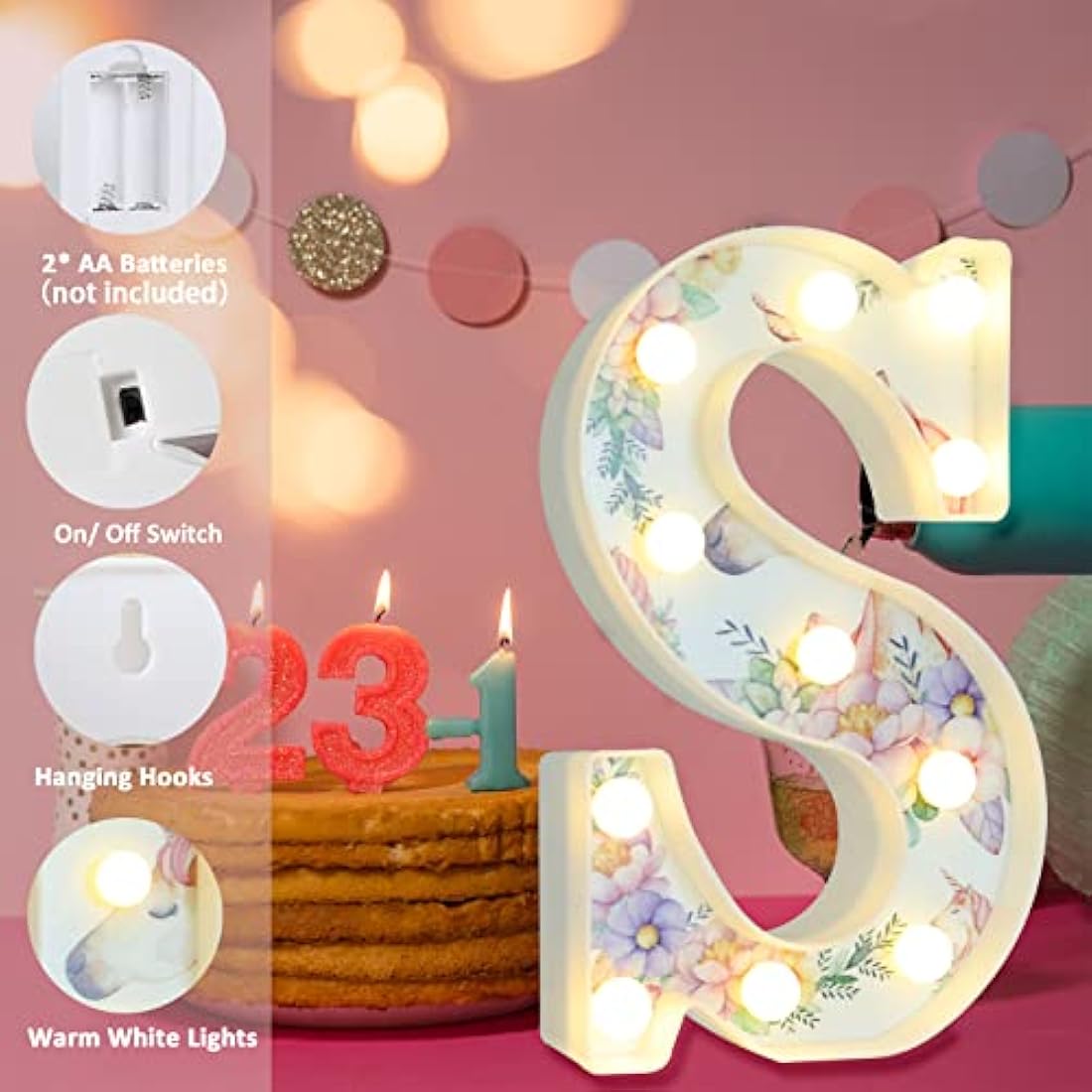 Vimlits Unicorn LED Light Up Letter Y – Warm White Bedroom Wall Decor