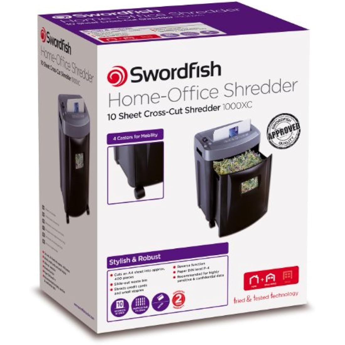 Swordfish 1000XC Cross-Cut Paper Shredder | 10 Sheet, 20L Bin