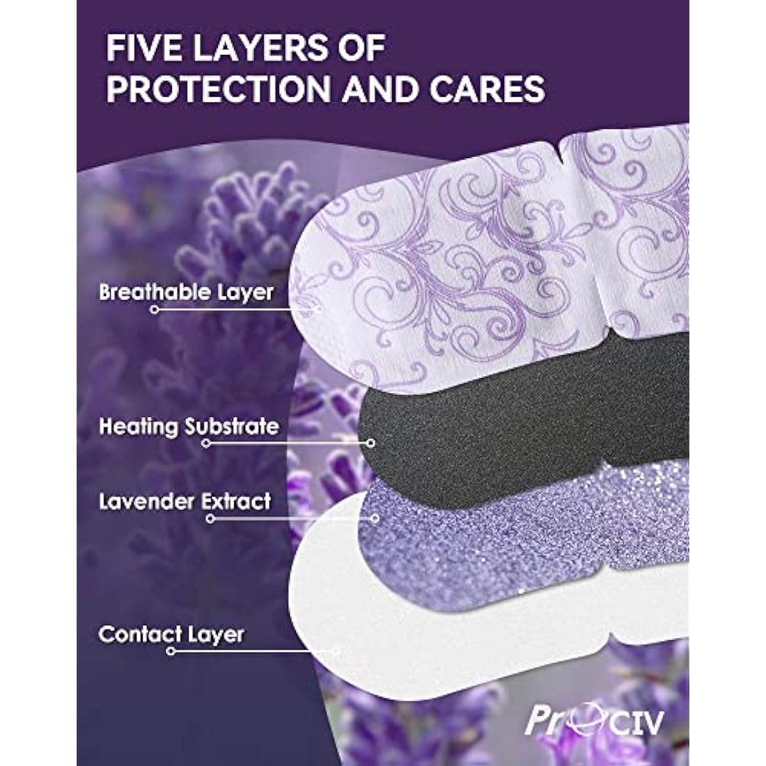 ProCIV Steam Eye Mask – 30 Pack Self-Heating Lavender Sleep Mask