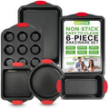 Nutrichef 6-Piece Nonstick Carbon Steel Bakeware Set with Silicone Handles