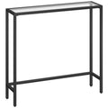 HOOBRO Slim Console Table | Tempered Glass & Metal Hallway Sofa Table