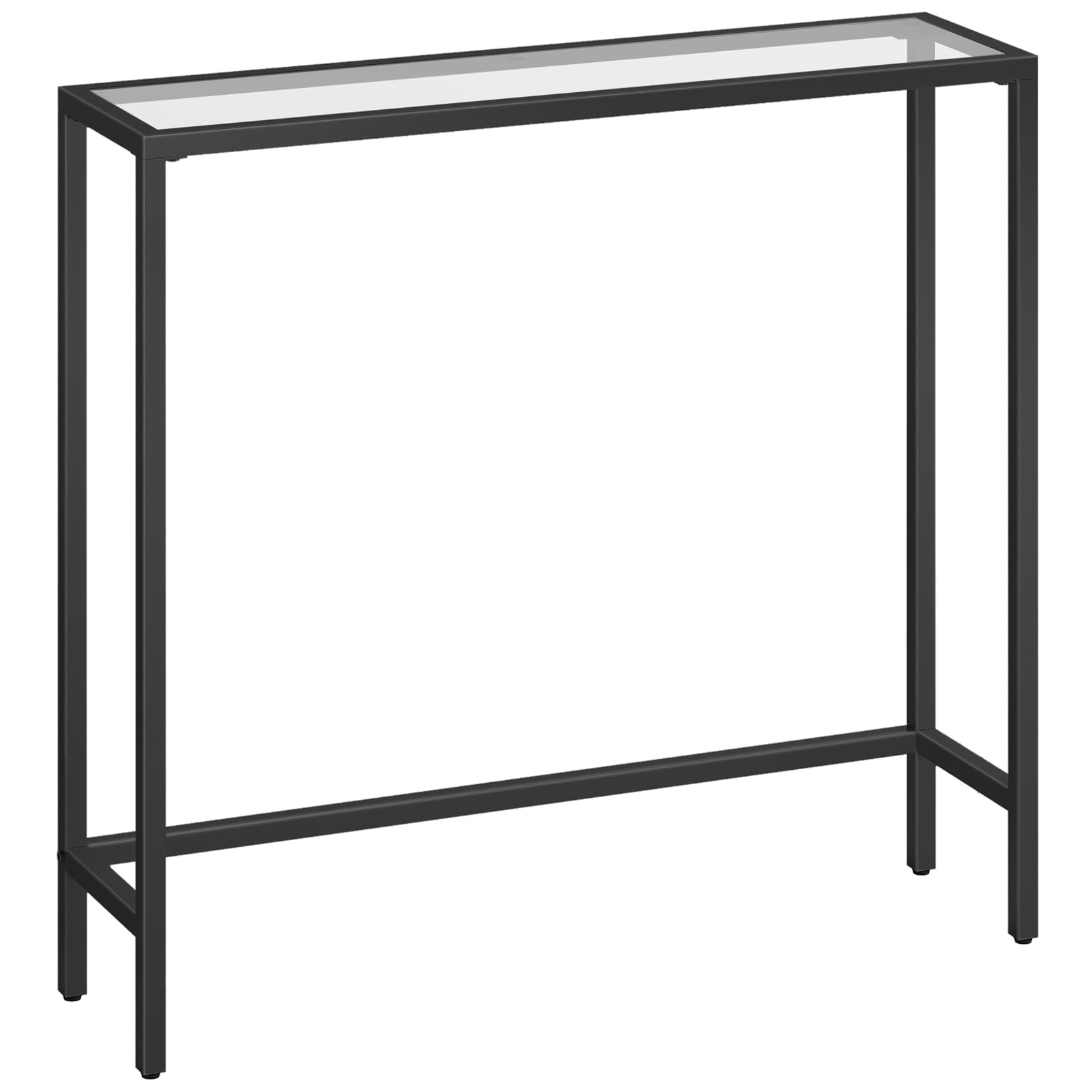 HOOBRO Slim Console Table | Tempered Glass & Metal Hallway Sofa Table