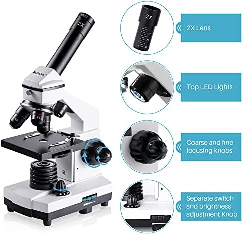 BEBANG 100X-2000X Biological Microscope Kit with Phone Adapter
