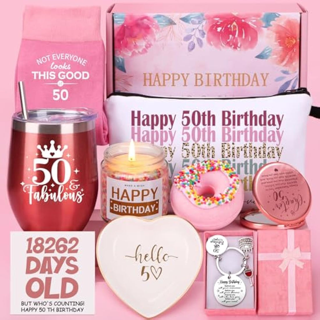 Jolof Store 50th Birthday Gift Hamper for Women | 10-Piece Spa Pamper Box