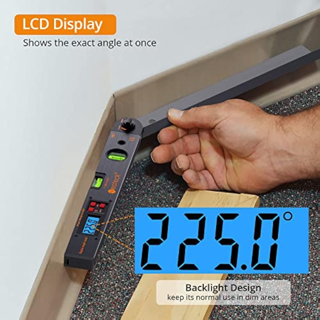 Neoteck Digital Angle Finder Protractor | 16 Inch Aluminum 225° Gauge