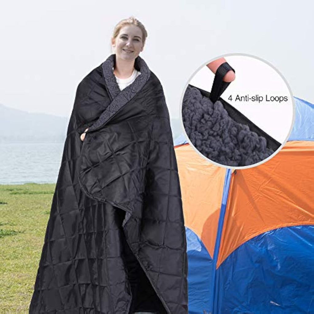 REDCAMP Large Waterproof Camping Blanket – Sherpa Lined Outdoor Throw
