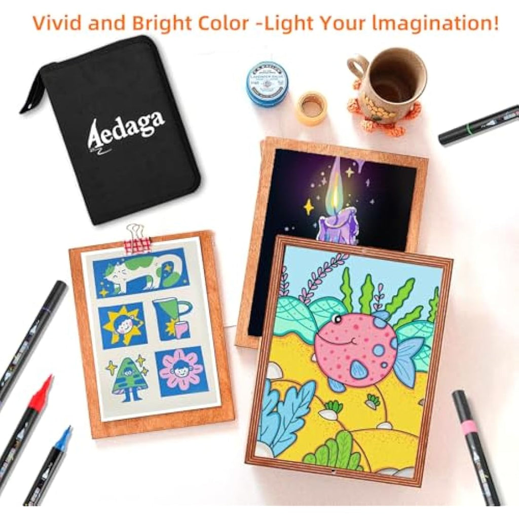 60 Colors Acrylic Paint Markers | Dual Tip Brush Pens