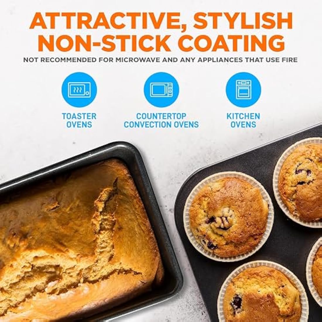 NutriChef 8-Piece Non-Stick Bakeware Set – Stackable Carbon Steel