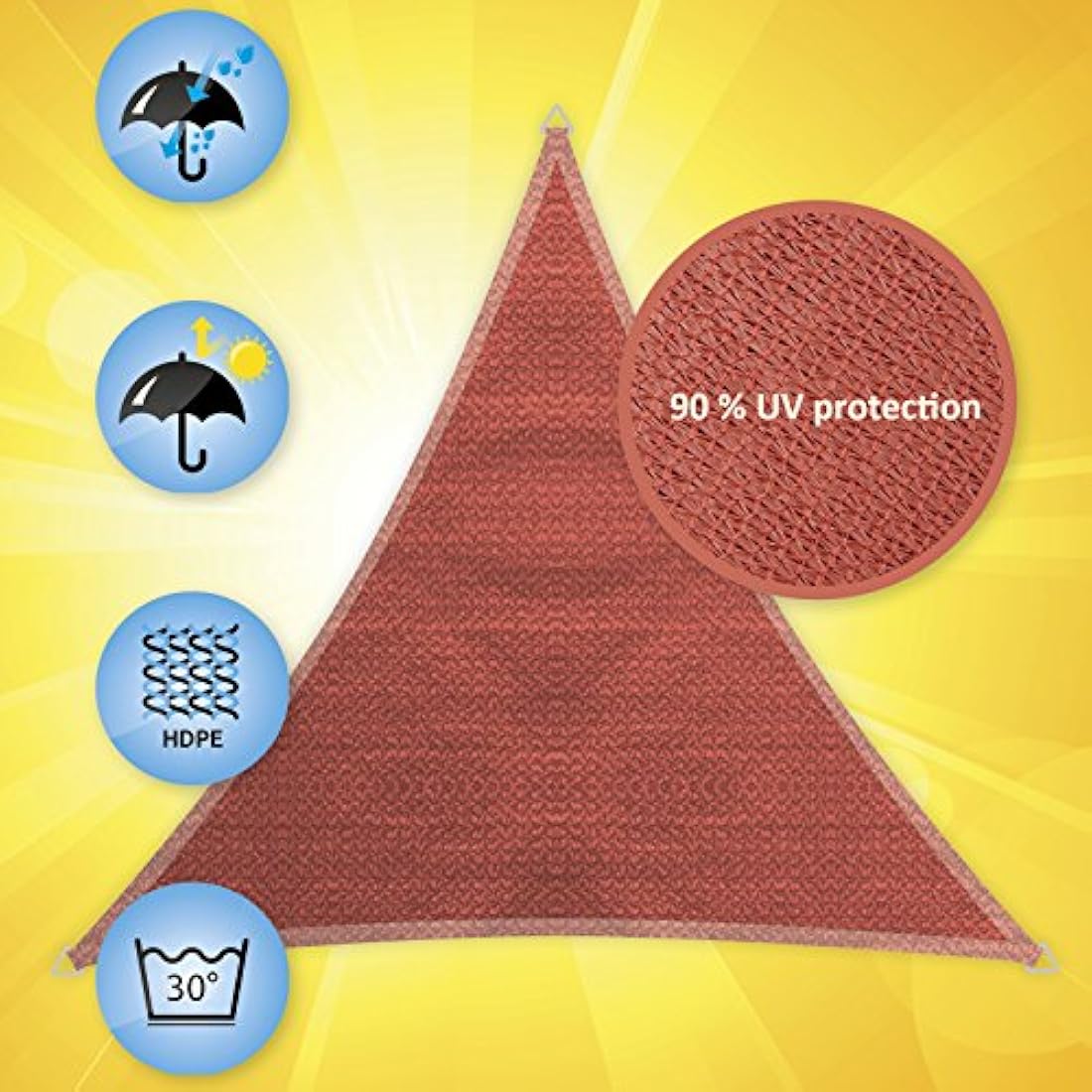 Windhager Sunsail Adria Triangle Terracotta - UV Protection - 5x5m