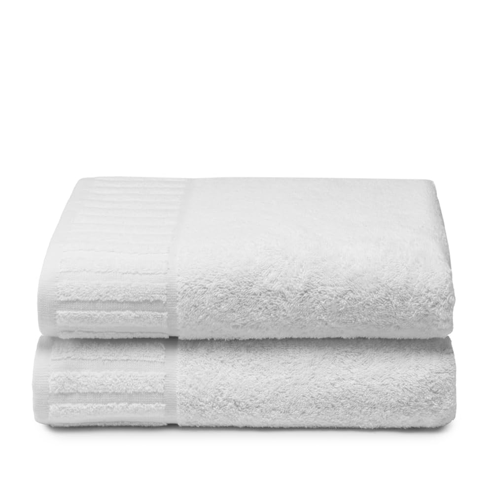 Egyptian Cotton Bath Towels – 2 Pack White Hotel Luxury