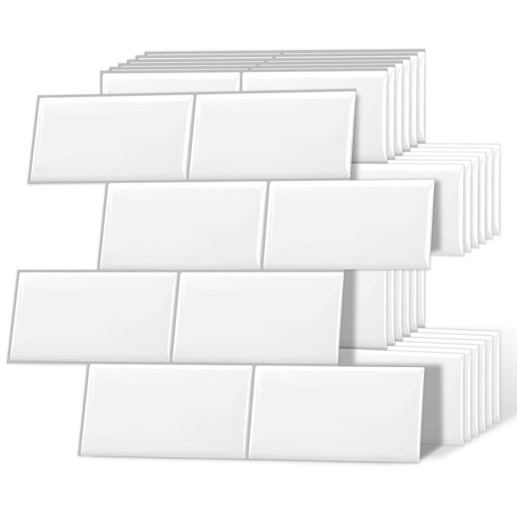 DEWOO White Subway Peel and Stick Wall Tiles – 10-Sheet Adhesive Backsplash