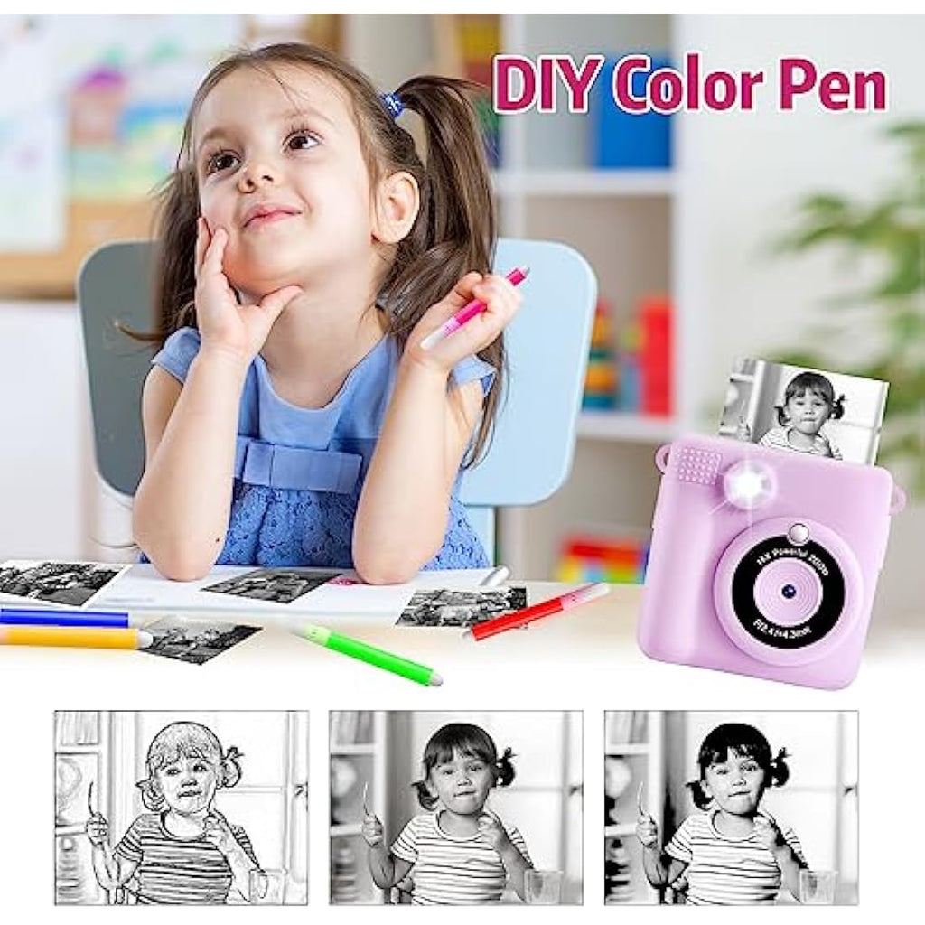 Kids Instant Print Camera | 1080P HD Digital Toy with 32GB SD Card