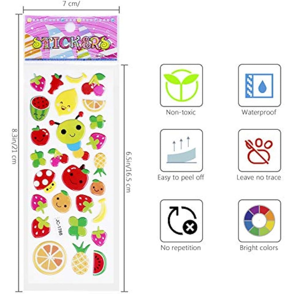 Meafeng 3D Puffy Stickers for Kids – 24 Sheets Vivid Reward Craft Stickers