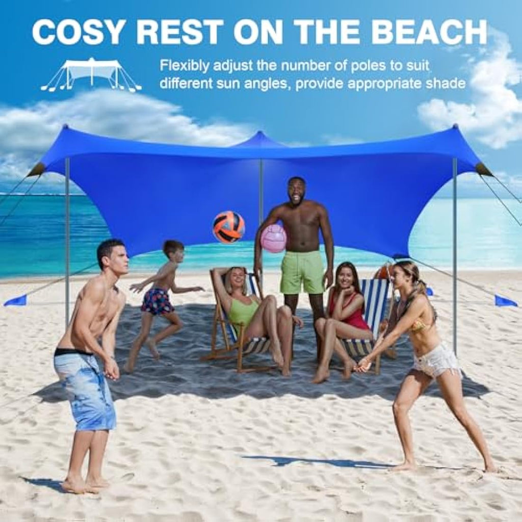 Rhino Valley 10x10ft Beach Tent – 8 Person UPF 50+ Lycra Sun Shelter
