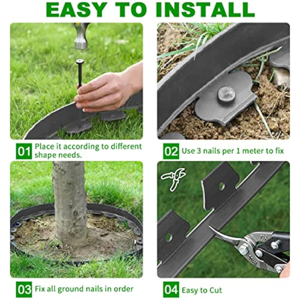 Jolof Store No-Dig Flexible Garden Edging Border - 10m x 10cm, Grey