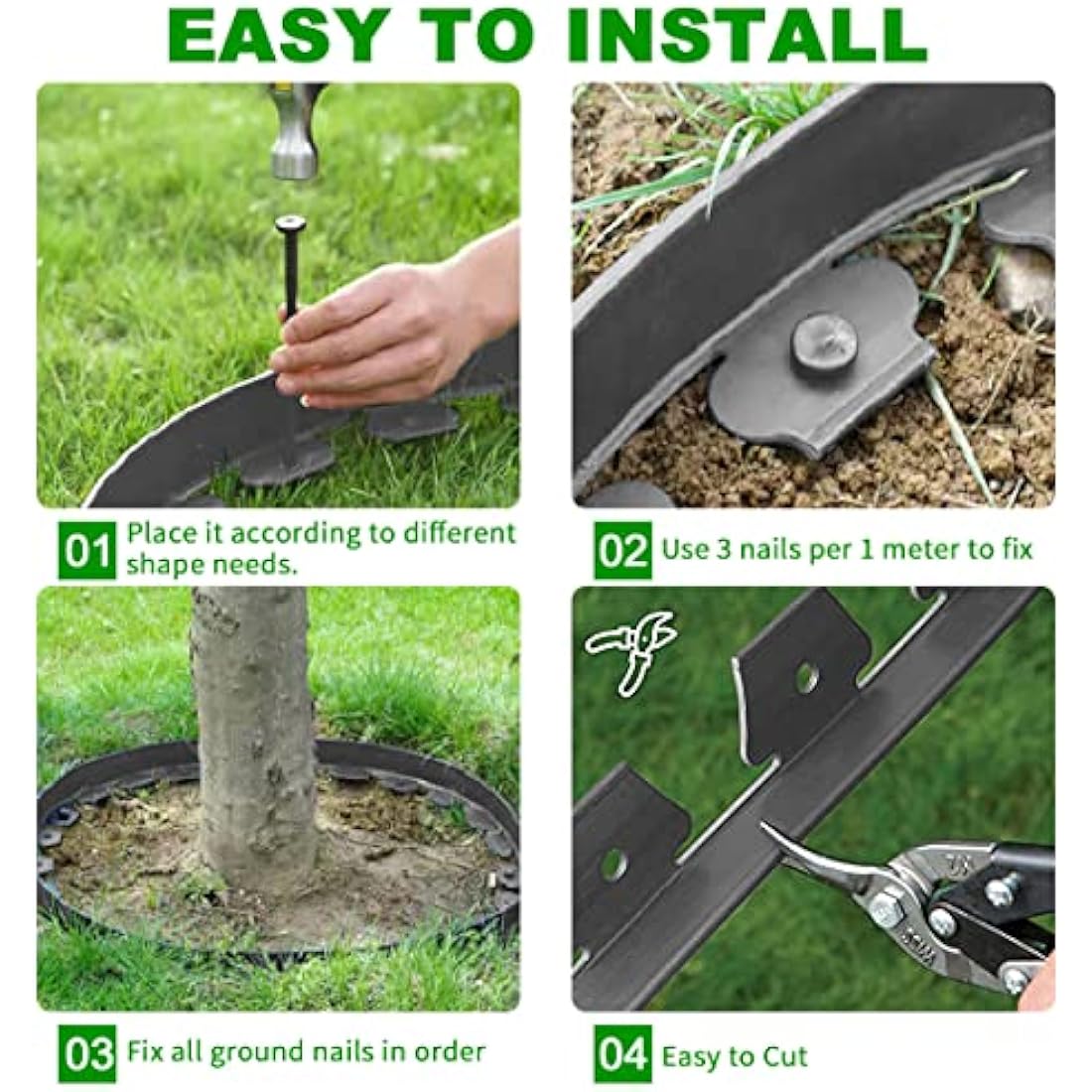 Jolof Store No-Dig Flexible Garden Edging Border - 10m x 10cm, Grey