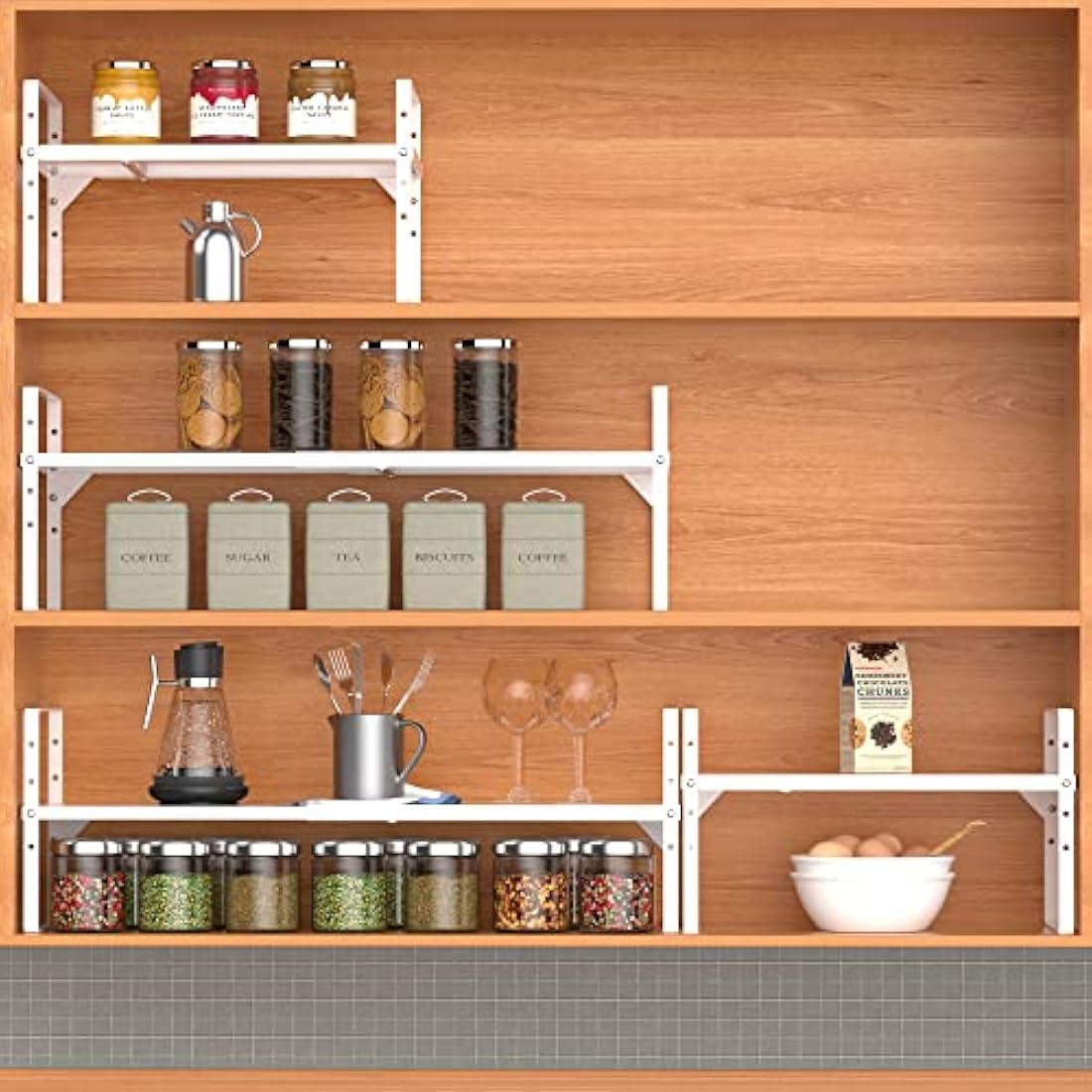 iPEGTOP Expandable Cabinet Shelf Organizer – Heavy Duty Steel Metal Rack