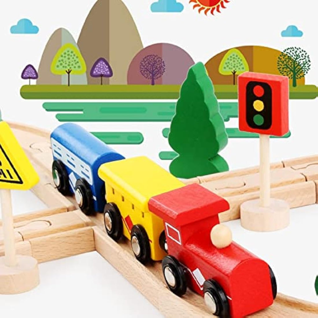 33-Piece Wooden Train Set – Magnetic Railway for Toddlers