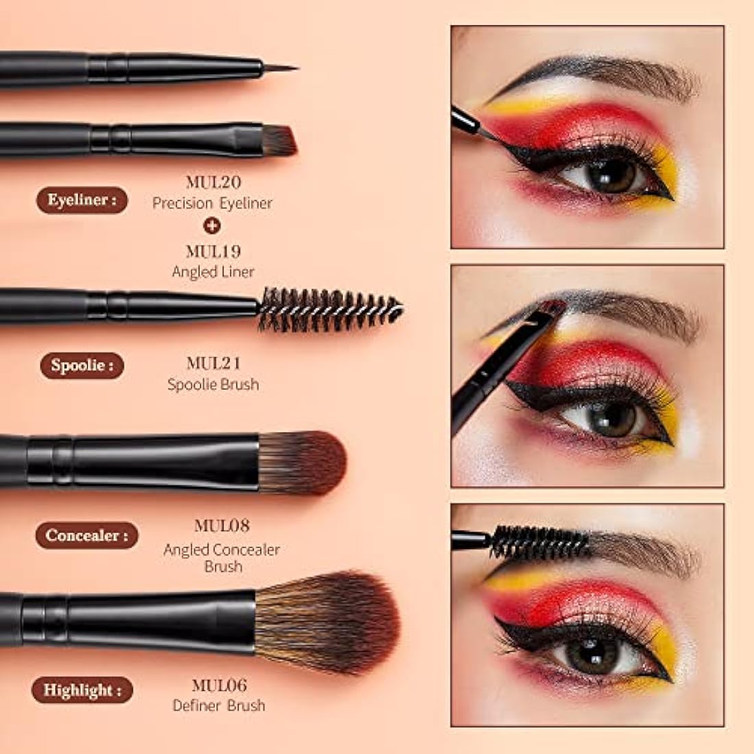 Jessup 16Pcs Professional Eye Makeup Brushes Set | Synthetic Black