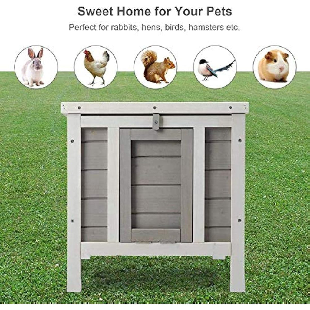 Bunny Business Wooden Rabbit & Guinea Pig Hide House – Grey Weatherproof
