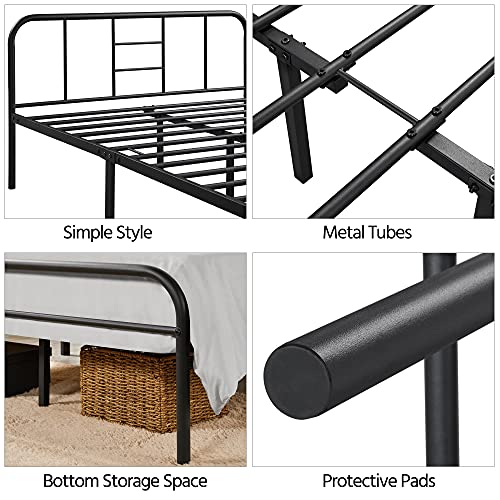 Yaheetech 5ft King Metal Bed Frame with High Headboard and Storage