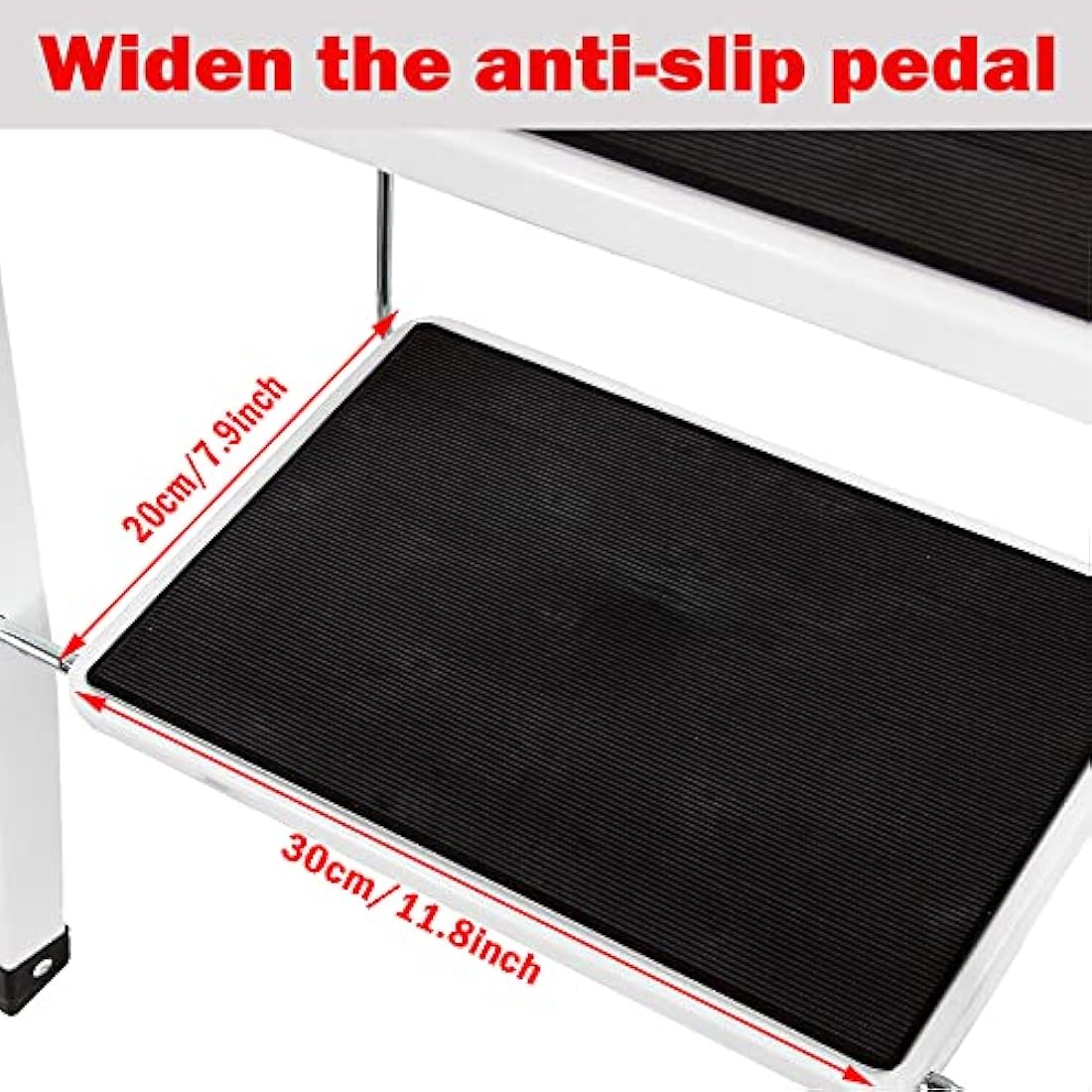 Jolof Store 2 Step Folding Ladder – Heavy Duty Steel Step Stool, 330lbs