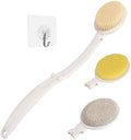 LFJ 3-in-1 Foldable Long Handle Back Scrubber | Bath Brush & Pumice Stone