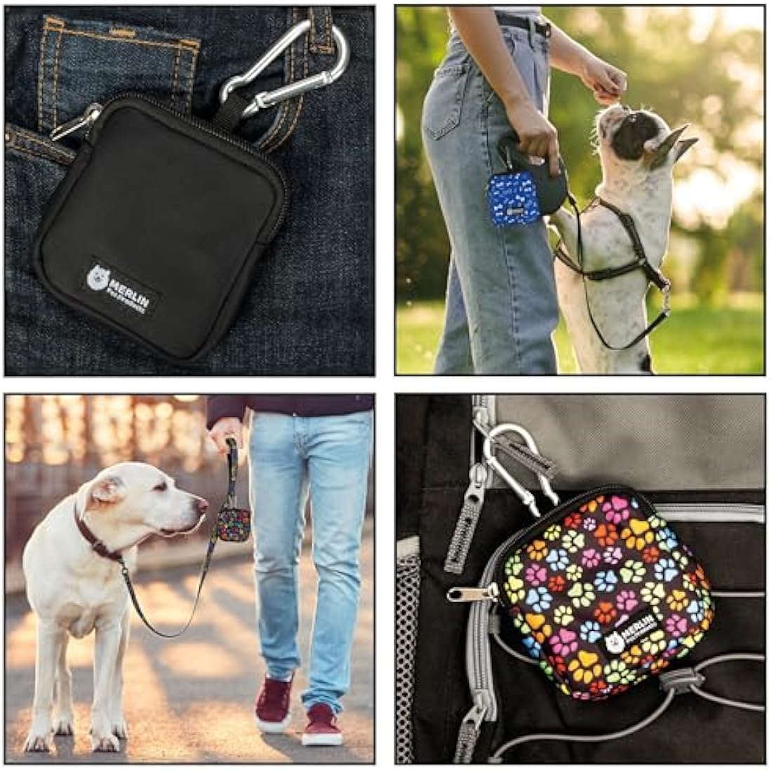 Dog Treat Training Pouch – Small Travel Walking Bag (Pawprint)