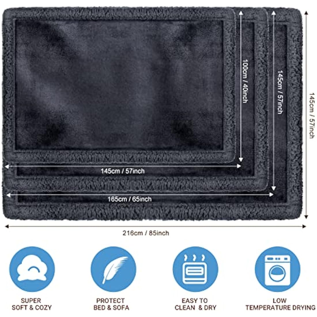 Fireowl Waterproof Dog Blanket – Large Washable Fleece Pet Throw, Grey