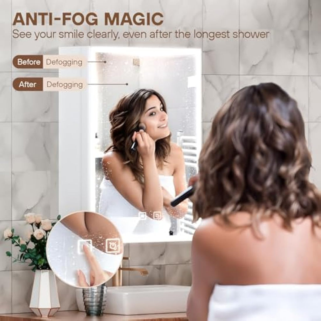 LED Bathroom Mirror Cabinet – Anti-Fog Wall Mounted Storage