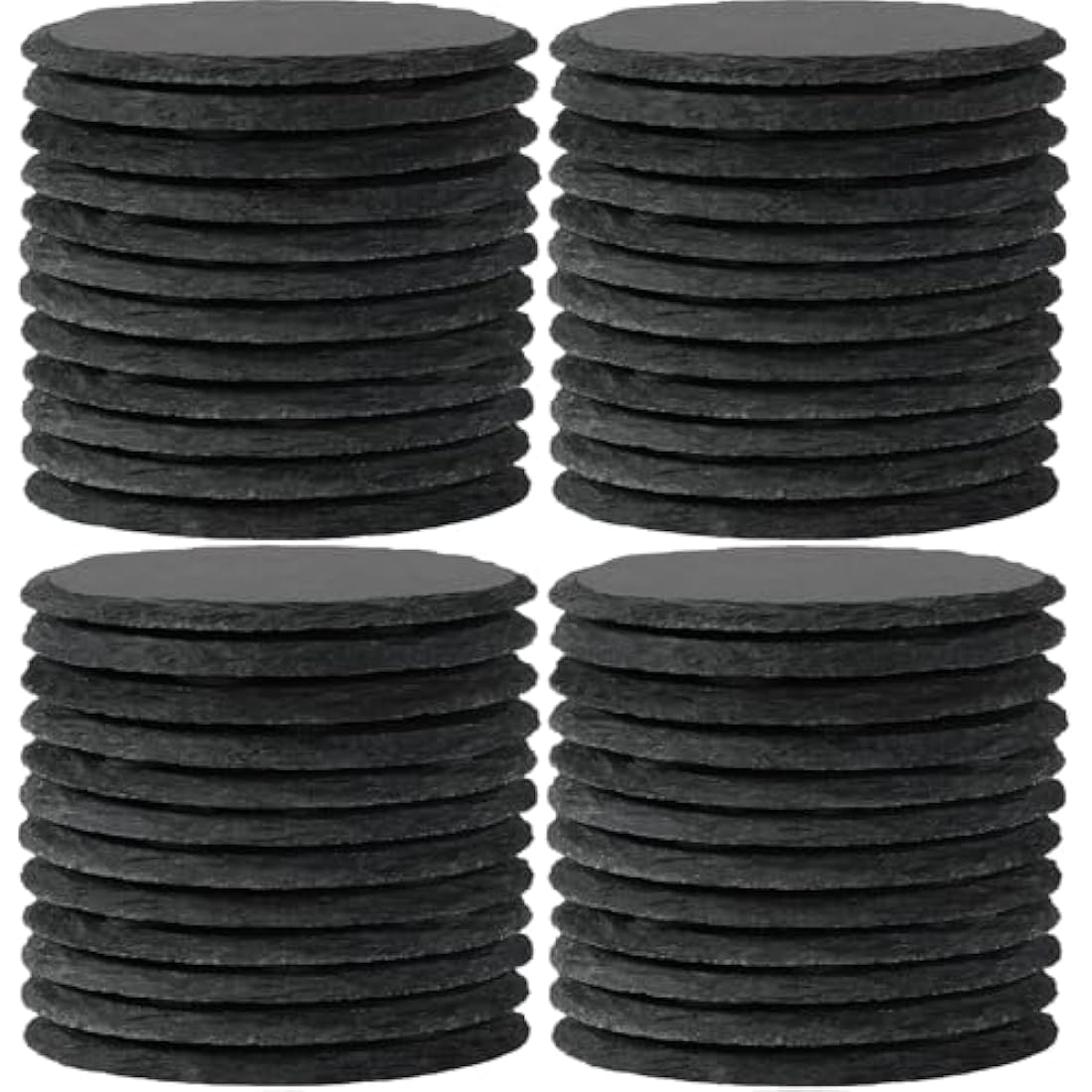 48-Piece Round Slate Coasters for Laser Engraving - 4 Inch Black