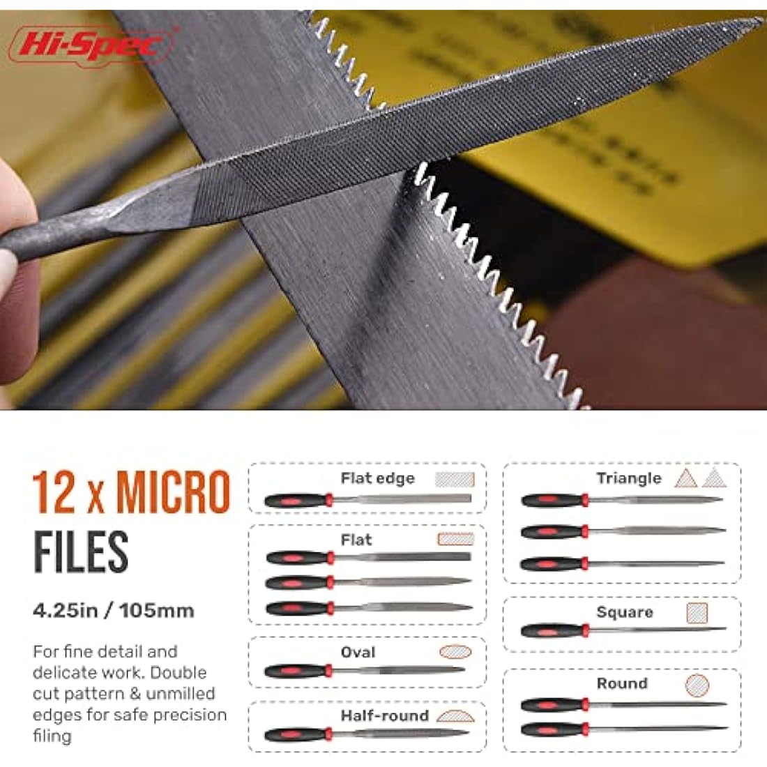 17 Pc Metal File Set – Steel Hand & Needle Files with Case
