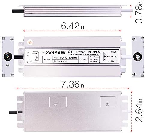 Idealyuan 12V 150W LED Driver – IP67 Waterproof Power Supply Adapter