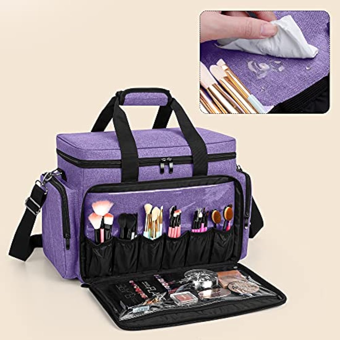BAFASO Large Travel Makeup Bag | Professional Cosmetic Case - Purple