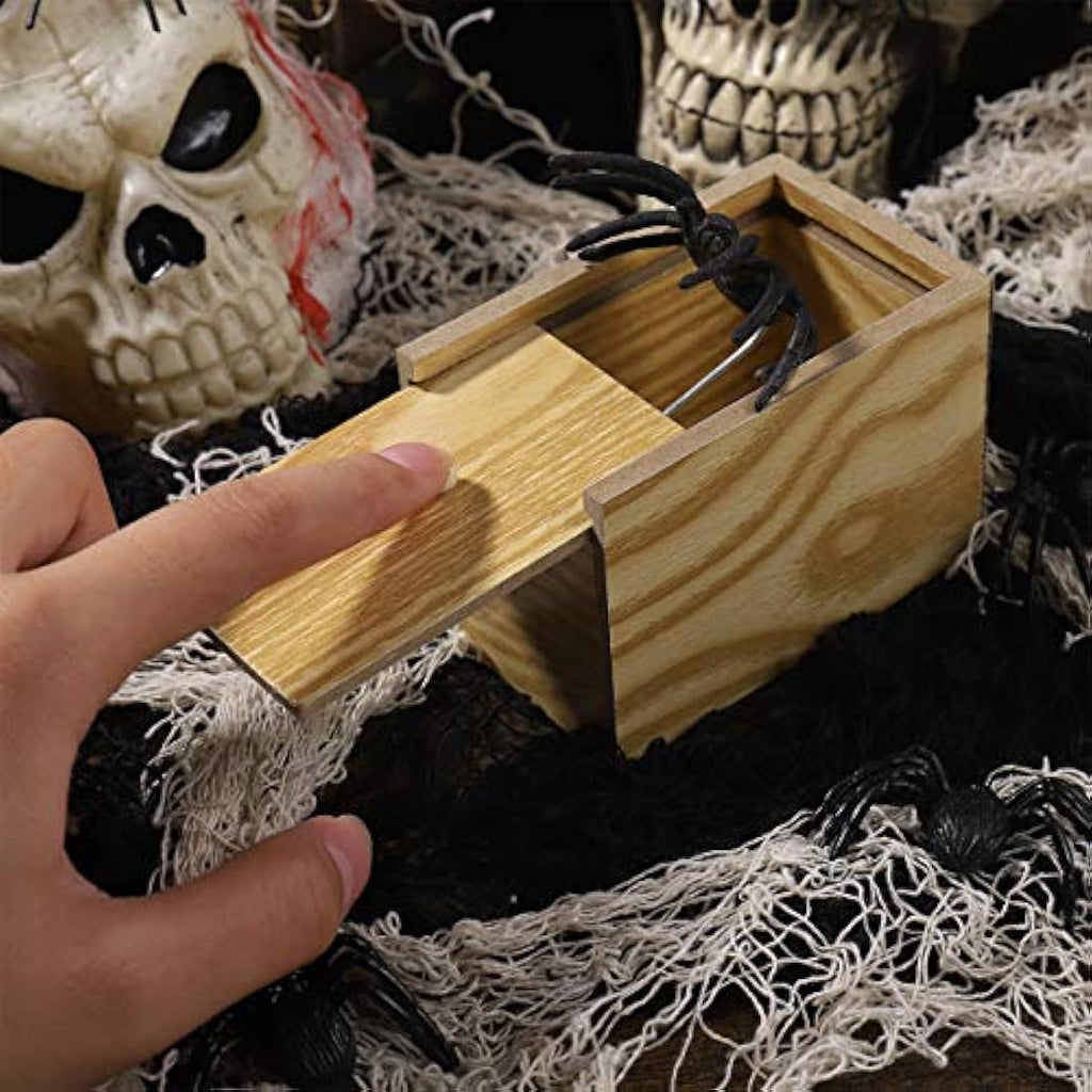 Toyvian Spider Prank Box – Handmade Wooden Surprise Joke Toy for Kids