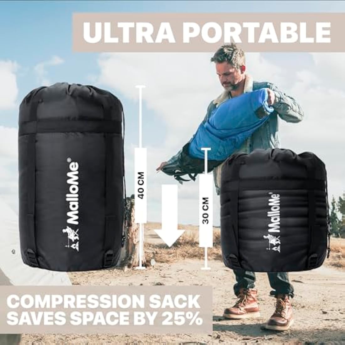 MalloMe 3-4 Season Sleeping Bag | Ultralight Waterproof Camping Gear