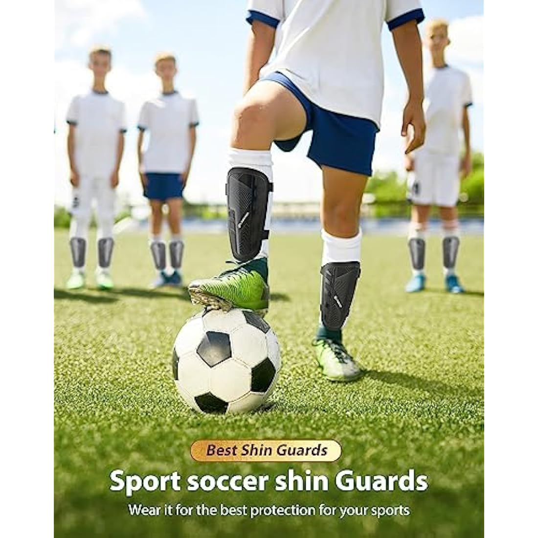 AirsFish Kids Football Shin Guards - CE Certified Soccer Shin Pads