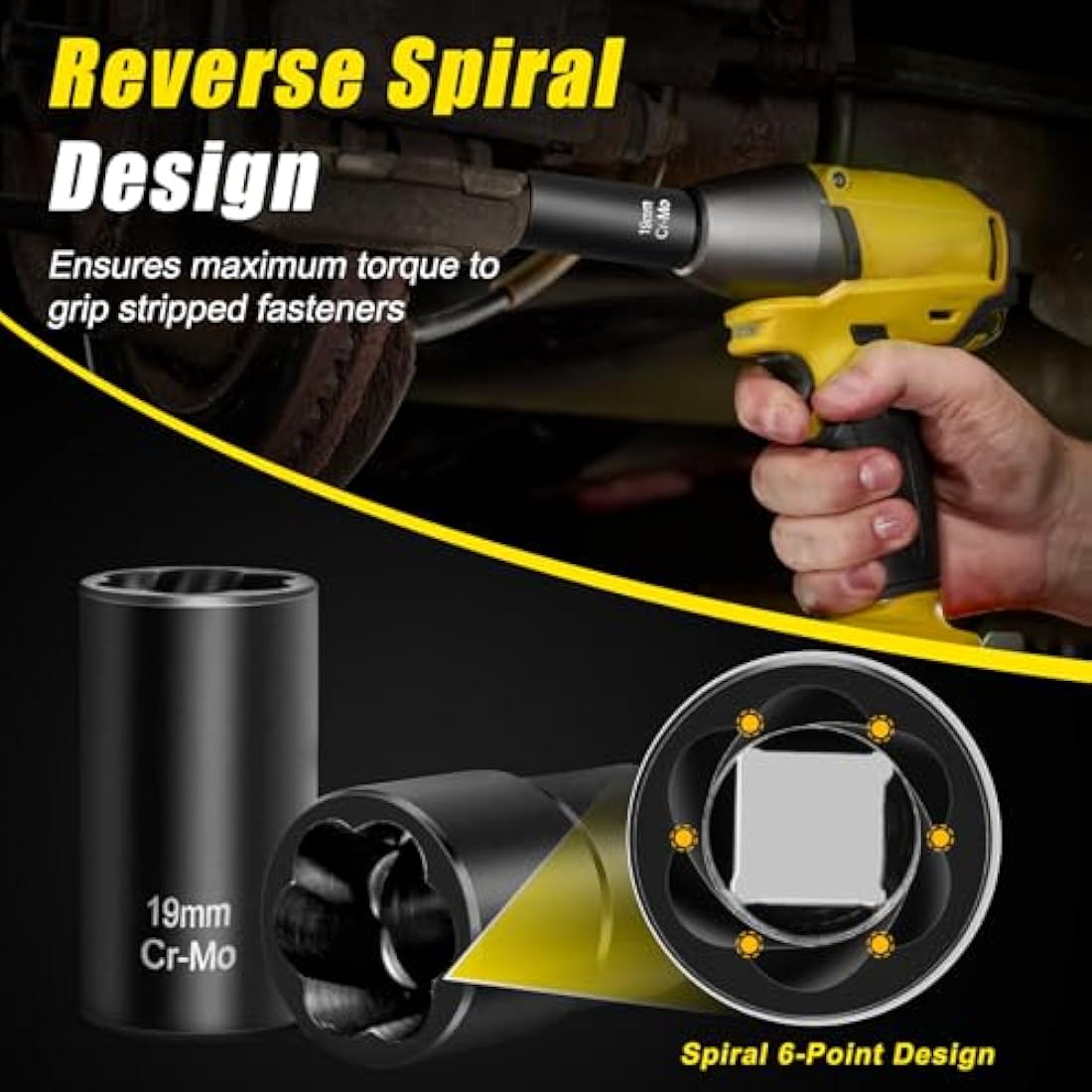 Topec 10-Piece Bolt Extractor Set | 1/2" Drive Cr-Mo Lug Nut Remover Kit