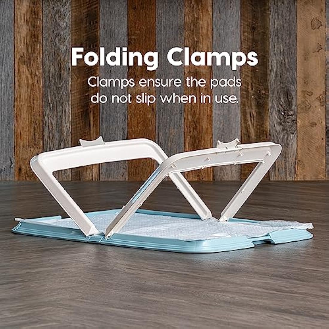 IRIS USA XL Dog Pee Pad Holder – Foldable Non-Skid Potty Tray, Blue