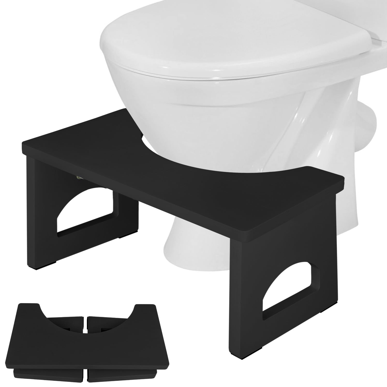 RayLove Folding Wooden Toilet Stool – 7.5 Inch Non-Slip Bamboo Footstool