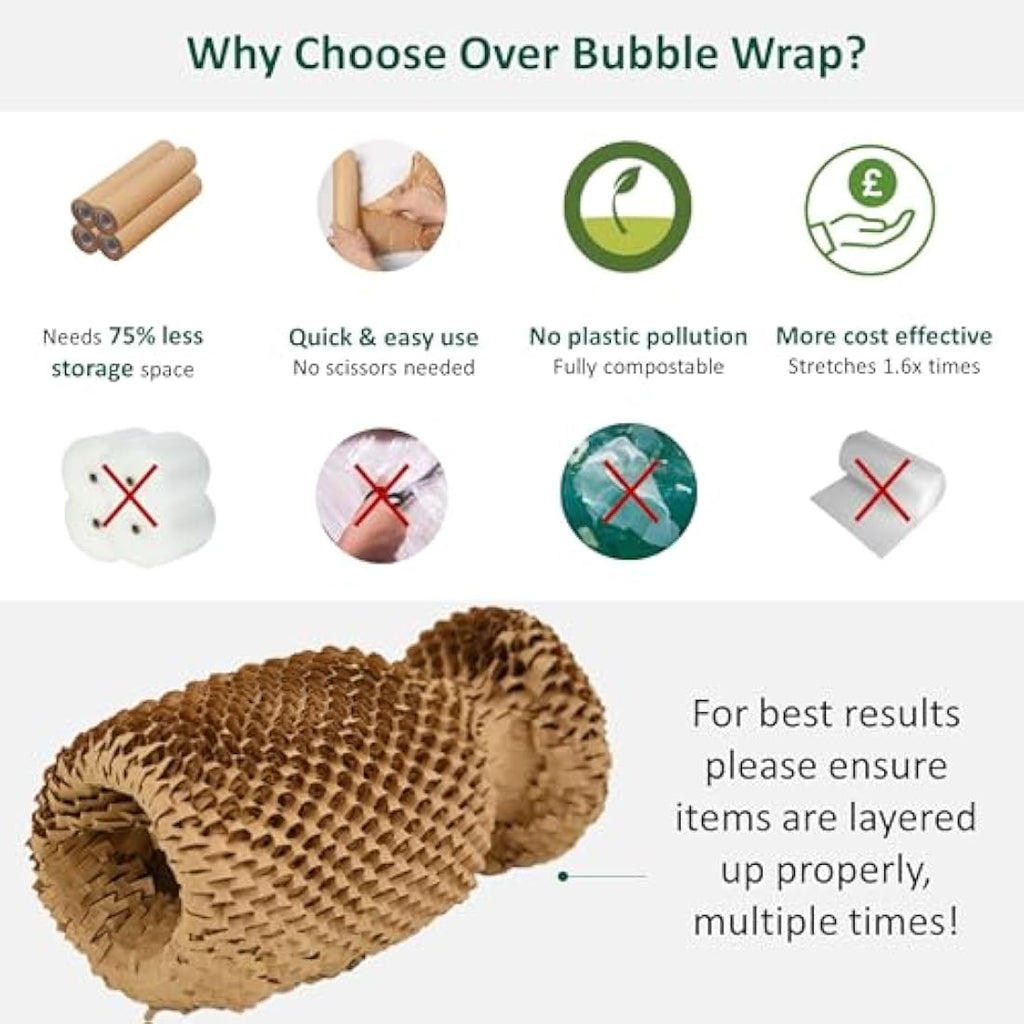 ecoTru Honeycomb Packing Paper | 36cm x 50m Recyclable Moving Wrap