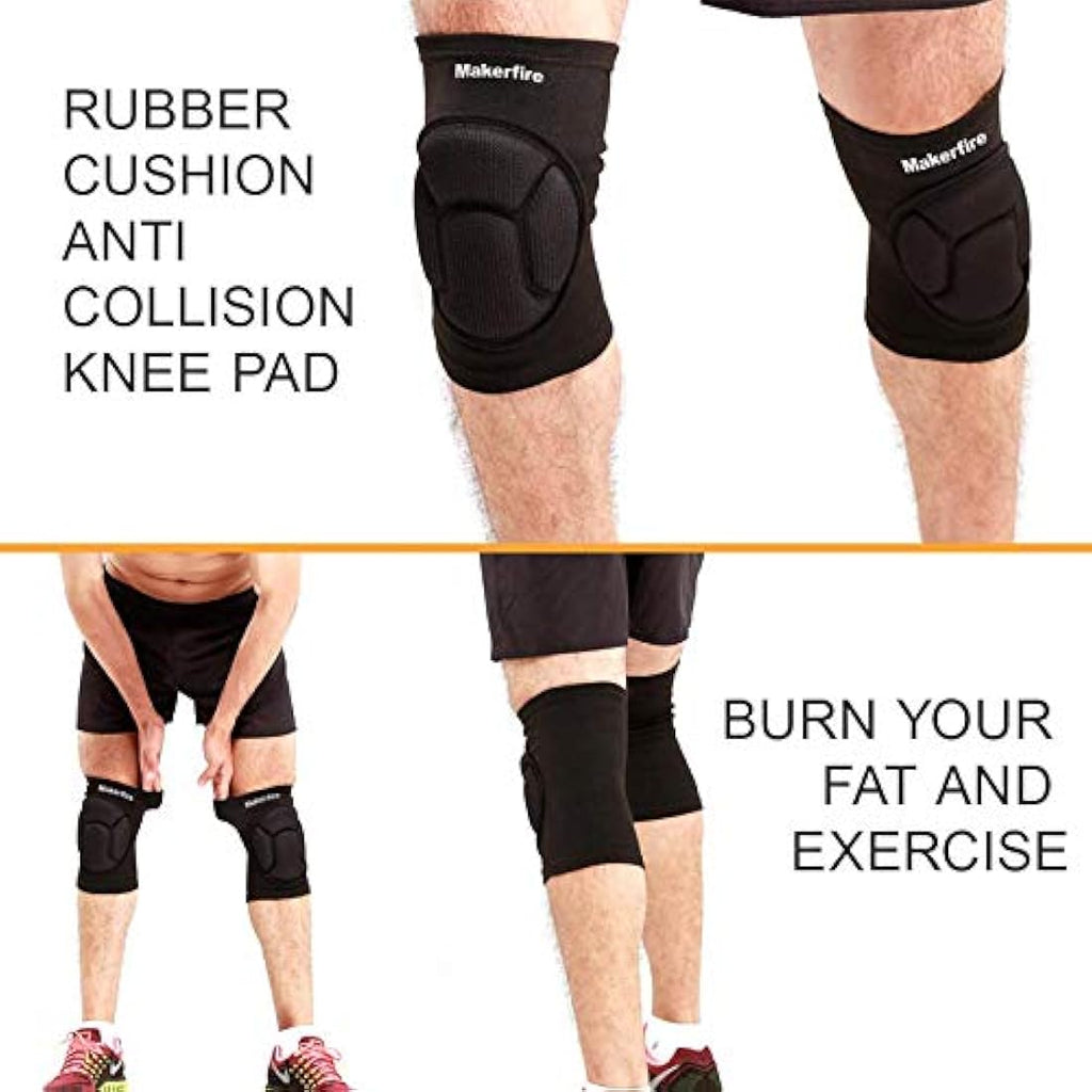 Makerfire Padded Knee Sleeves – Thick Sponge Anti-Slip Support (L)
