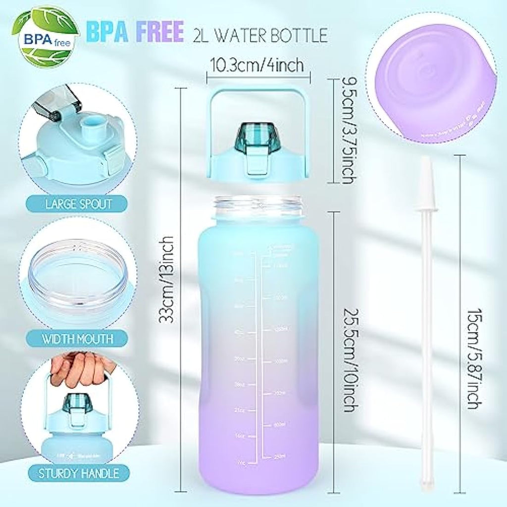 Jolof Store 2L Motivational Water Bottle | BPA Free Leakproof Sport Jug