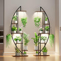 Jolof Store 6-Tier Half-Moon Plant Stand with Grow Lights – 2 Pack Metal Rack