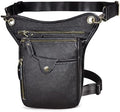 Le'aokuu Mens Genuine Leather Motorcycle Drop Leg Bag | Waist Pack