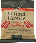RJ's Natural Raspberry Soft Eating Licorice - 300g Bag (Pack of 3)