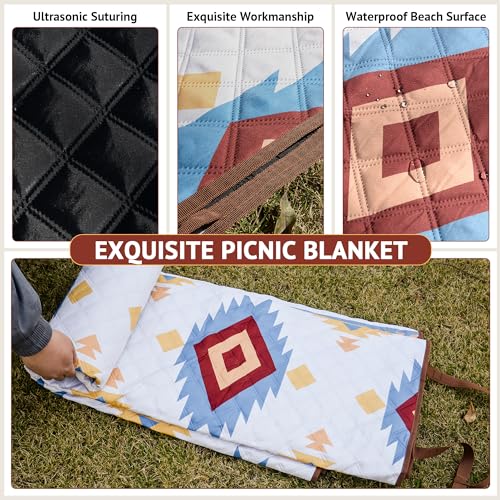 LARUTAN Extra Large Waterproof Picnic Blanket | 200x300cm Bohemian Beach Mat