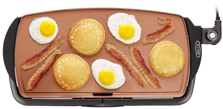 BELLA Electric Griddle – Ceramic Titanium Non-Stick Copper, 27x51cm