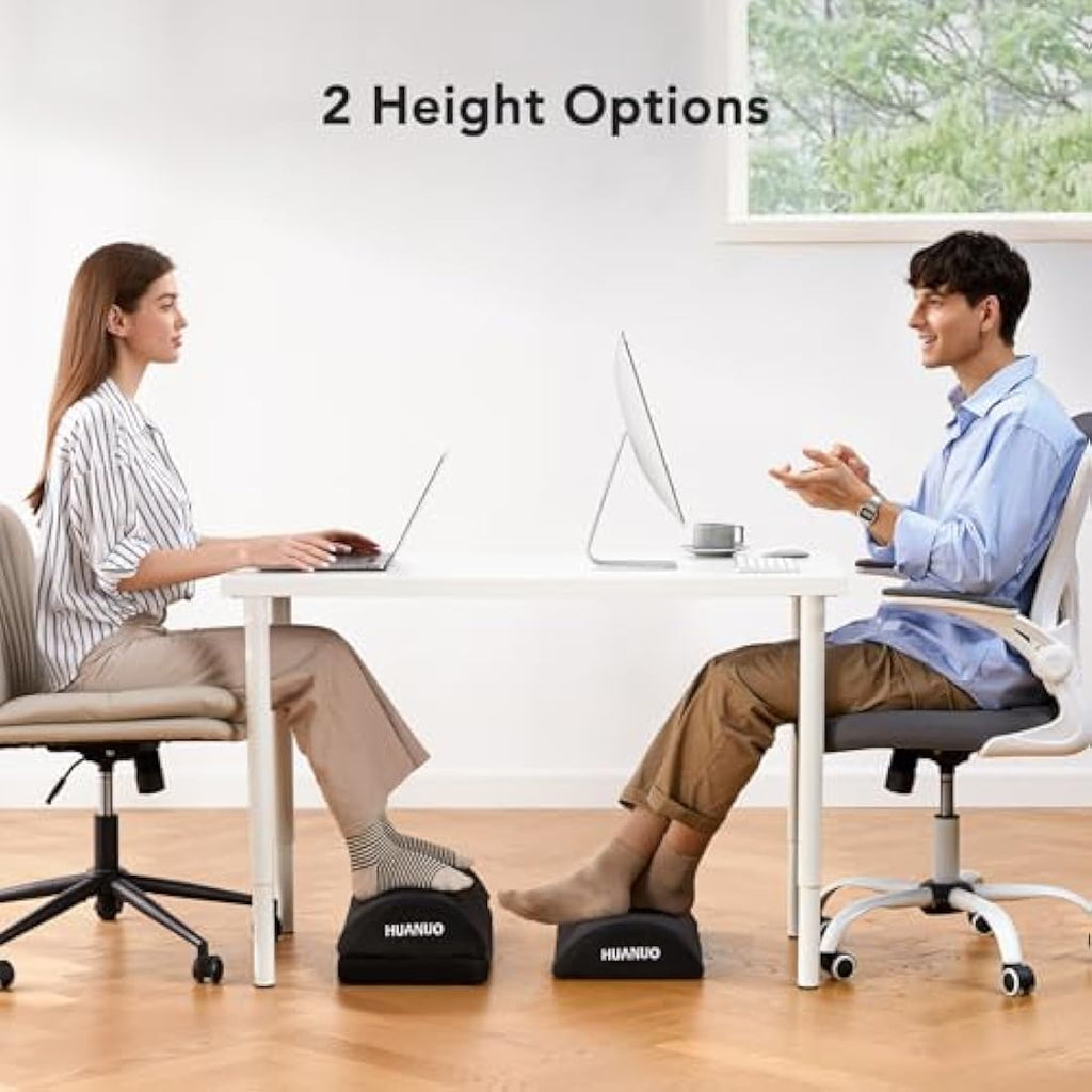 HUANUO Adjustable Memory Foam Footrest | Ergonomic Under Desk Foot Stool